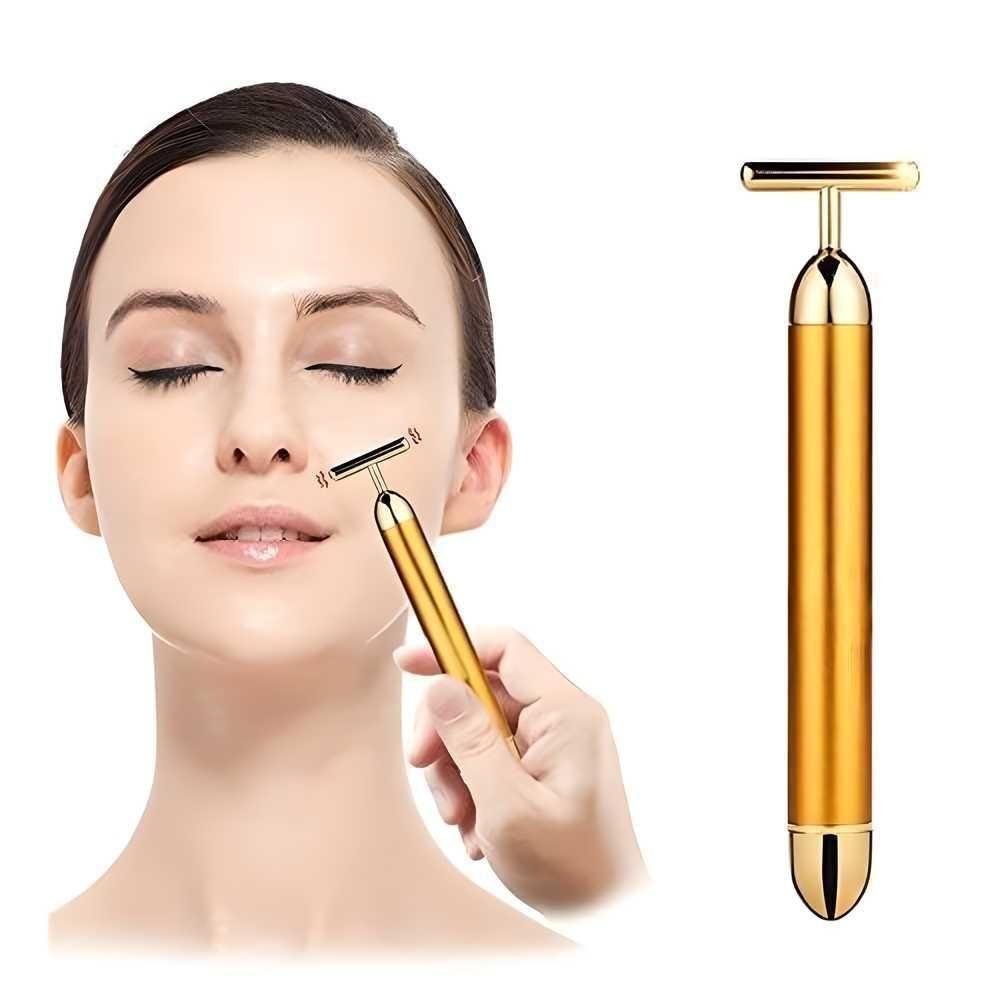 24K Gold Beauty Bar Facial Roller – Electric Vibrating Massager (Buy 2 Get 10% Off)