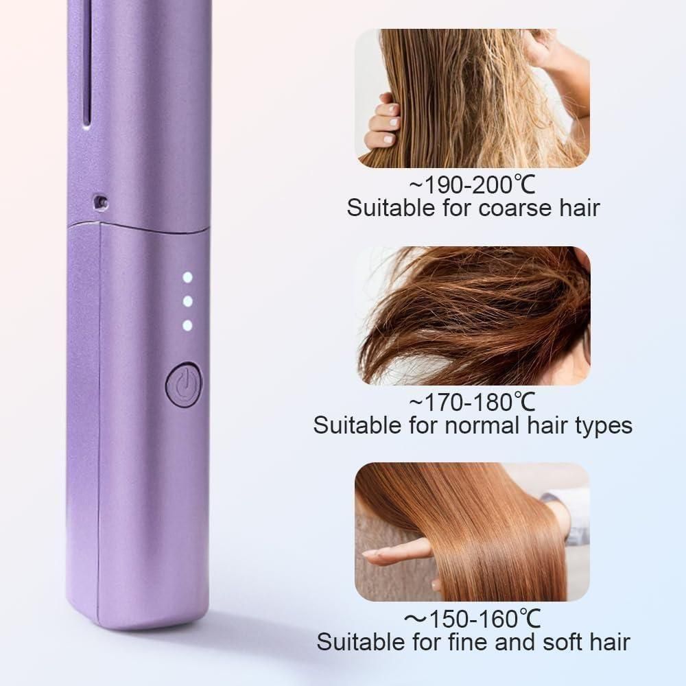 Meneflix Portable Mini Cordless Hair Straightener – Rechargeable, Adjustable & Travel-Friendly